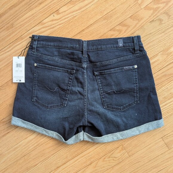 NEW 7 For All Mankind Rolled Hem Denim Shorts Women's 31 Kaia Jean mid rise blue - Picture 4 of 13